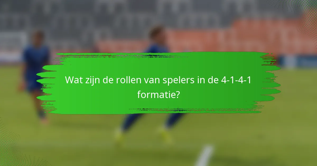 Wat zijn de rollen van spelers in de 4-1-4-1 formatie?